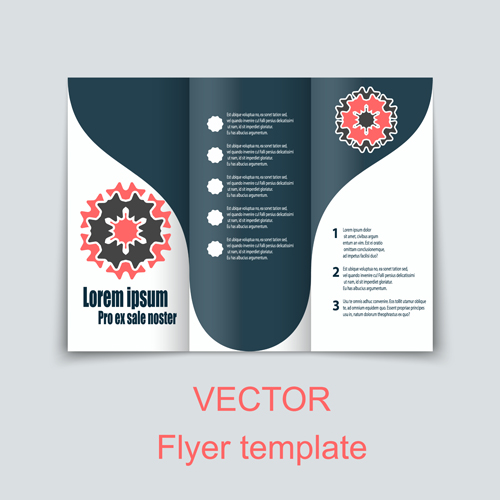 Fold flyer with brochure vector template set 06