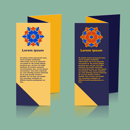 Fold flyer with brochure vector template set 07