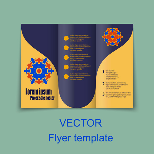 Fold flyer with brochure vector template set 08
