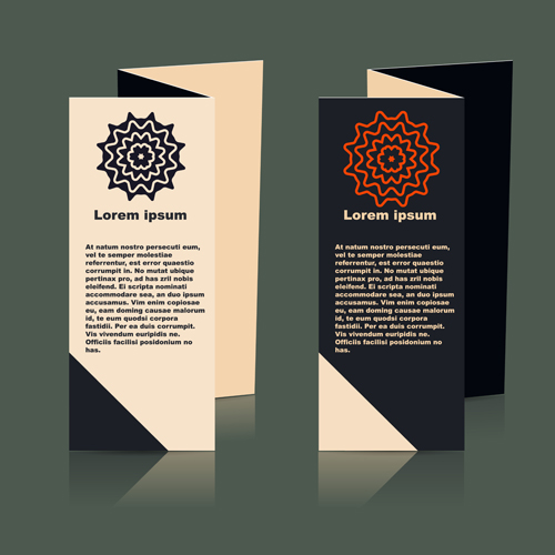 Fold flyer with brochure vector template set 09