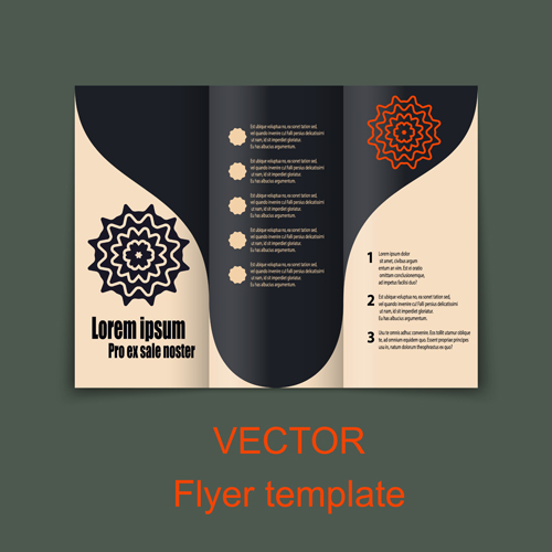 Fold flyer with brochure vector template set 10