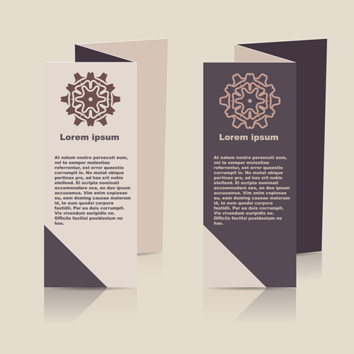Fold flyer with brochure vector template set 11