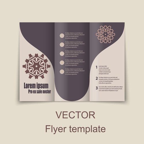 Fold flyer with brochure vector template set 12