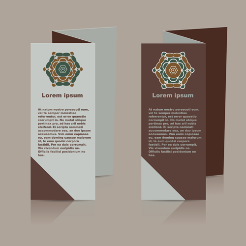 Fold flyer with brochure vector template set 13