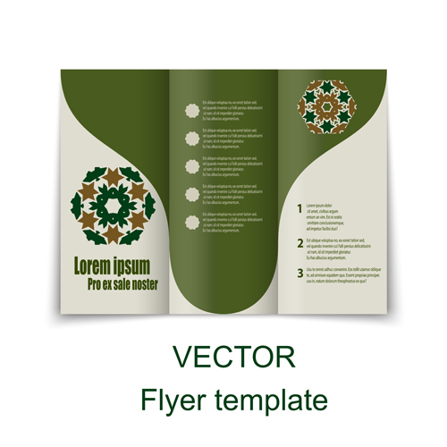 Fold flyer with brochure vector template set 15