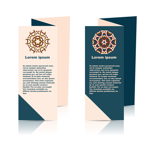 Fold flyer with brochure vector template set 17