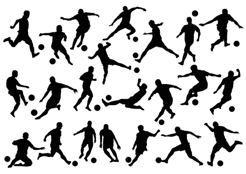 Football with people silhouetters vectors set 01