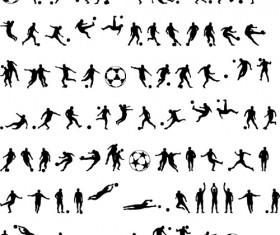 Football with people silhouetters vectors set 02