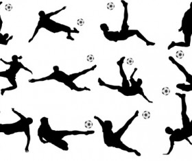 Football with people silhouetters vectors set 03