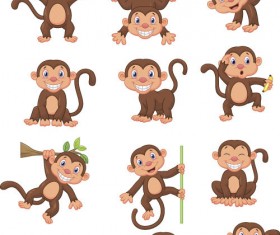 Funny monkey creative vector material 01