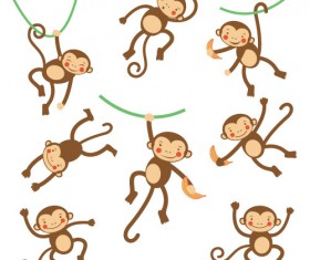 Funny monkey creative vector material 02