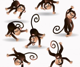 Funny monkey creative vector material 03