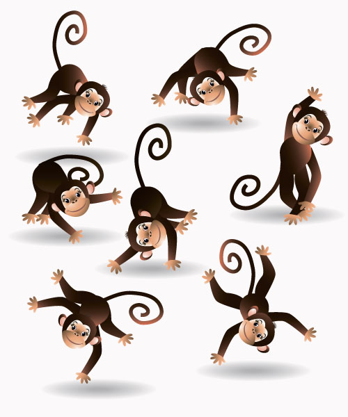 Funny monkey creative vector material 03