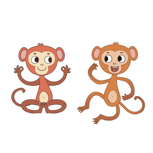 Funny monkey creative vector material 04
