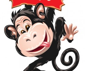 Funny monkey with 2016 new year vectors 01