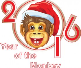 Funny monkey with 2016 new year vectors 05