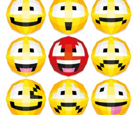 Funny smileys icons vectors set 01