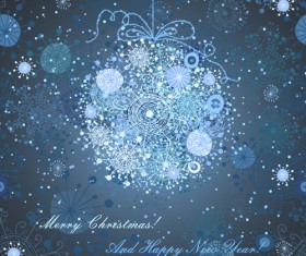 Funny snowflake background with christmas ball vector 01