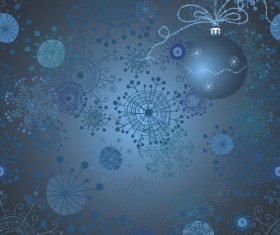 Funny snowflake background with christmas ball vector 02