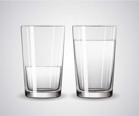 Glass cup with water vectors set 04