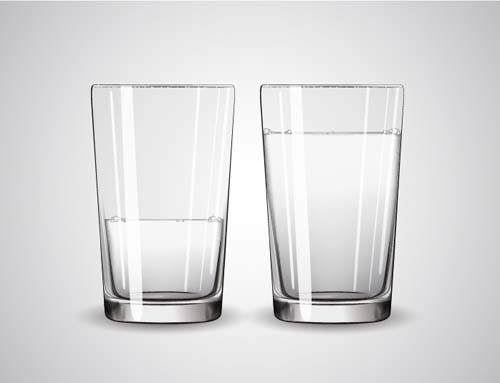 Glass cup with water vectors set 04