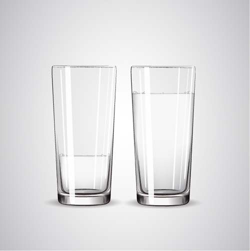 Glass cup with water vectors set 05