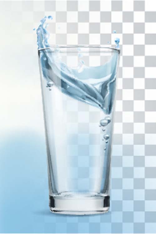 Glass cup with water vectors set 07
