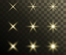 Glowing stars effects vector set 01