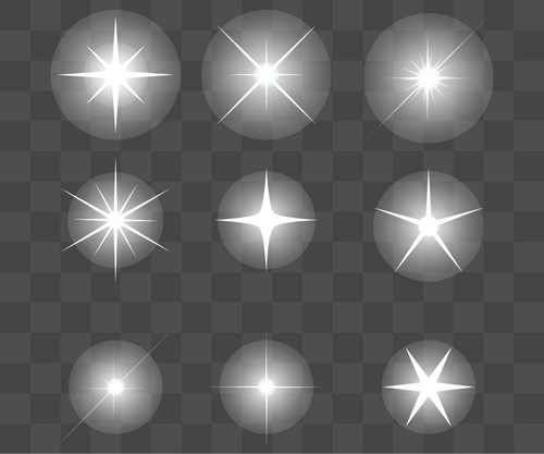 Glowing stars effects vector set 02