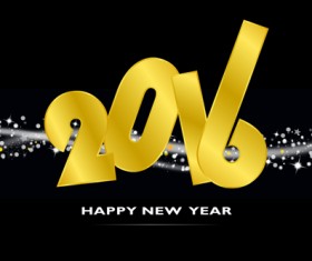 Golden 2016 text with black background vector 01