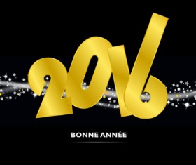 Golden 2016 text with black background vector 02