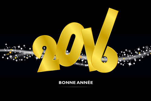 Golden 2016 text with black background vector 02