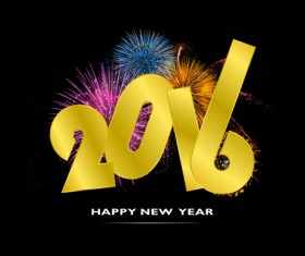 Golden 2016 text with fireworks background vector 01