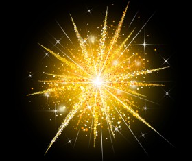 Golden fireworks holiday vector