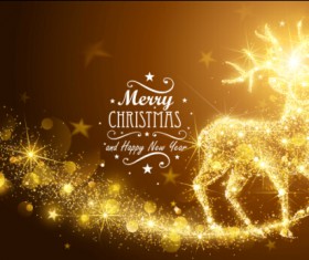 Golden glow christmas holiday background vector 01