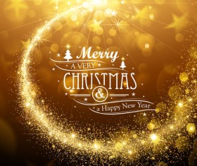 Golden glow christmas holiday background vector 02