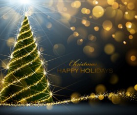 Golden glow christmas holiday background vector 03