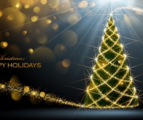 Golden glow christmas holiday background vector 06