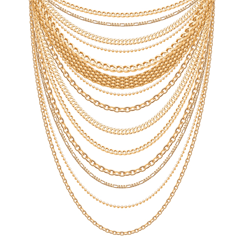 Golden necklace design vector material 02