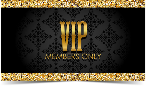 Golden with black VIP members cards vector 04