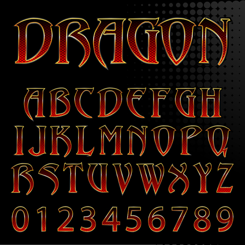 Golden with red alphabet and numbers vector