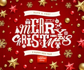 Golden with red christmas baubles with background vector