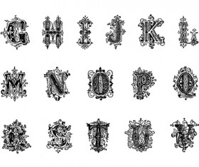Gothic alphabets vector material 02