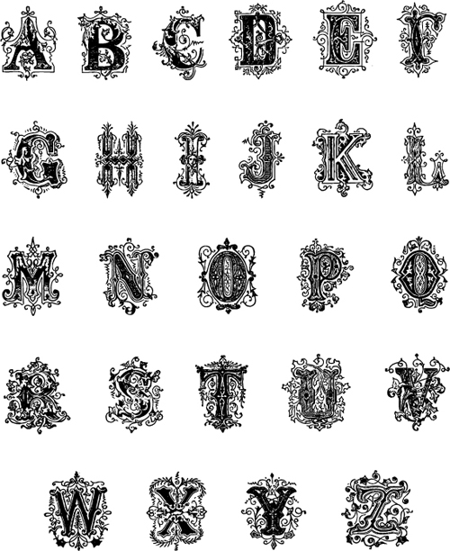 Gothic alphabets vector material 02
