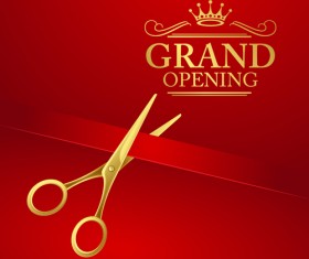 Grand opening with golden scissors background vector 02