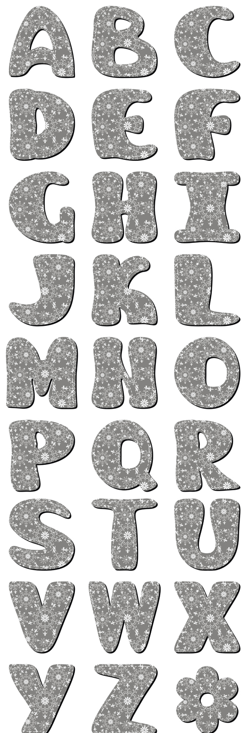 Gray letters with flower vector