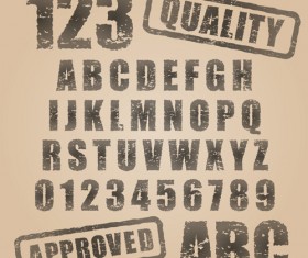 Grunge styles alphabets with numbers vector.rar