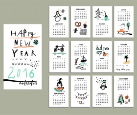 Hand drawn 2016 calendars creative vector