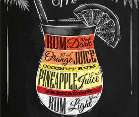 Hand drawn alcoholic cocktails with blackboard poster vector 04