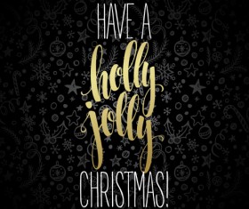 Hand drawn christmas baubles pattern with black background vector 01